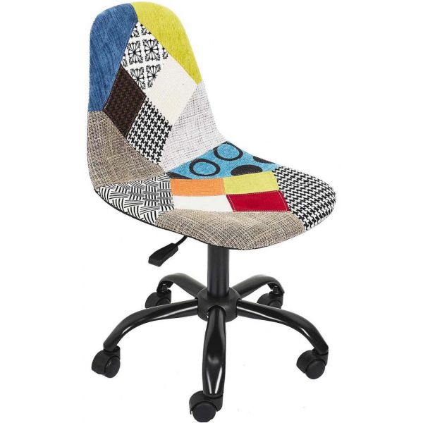 Chaise de bureau réglable en hauteur en tissu patchwork