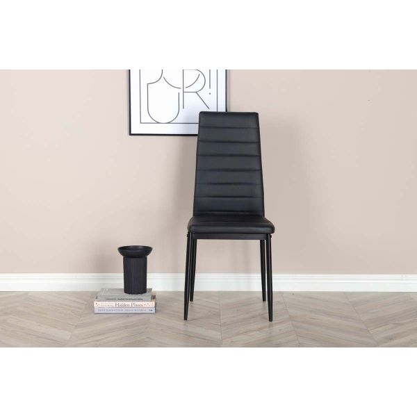 Chaise dossier haut en acier et polyuréthane noir Slim (Lot de 2) - 7