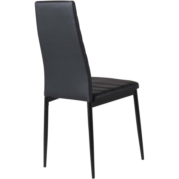 Chaise dossier haut en acier et polyuréthane noir Slim (Lot de 2) - 5