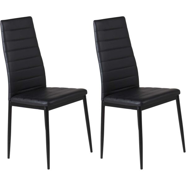 Chaise dossier haut en acier et polyuréthane noir Slim (Lot de 2)