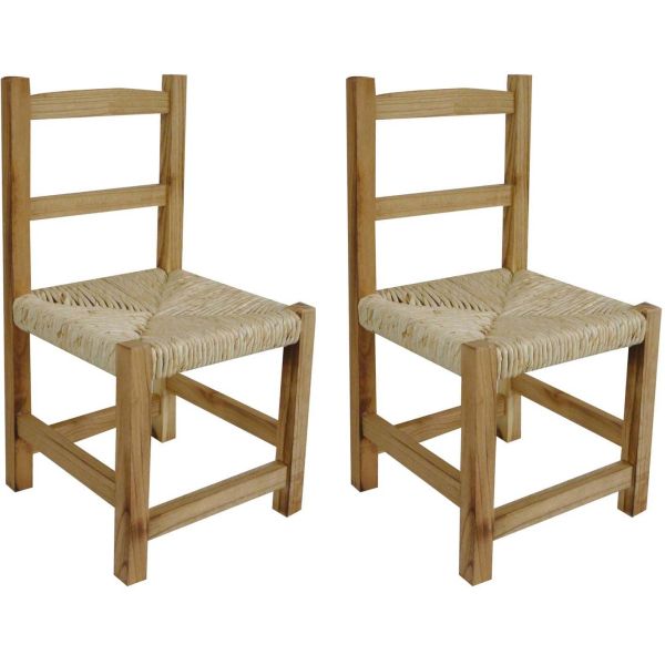 Chaise enfant en bois naturel (Lot de 2)