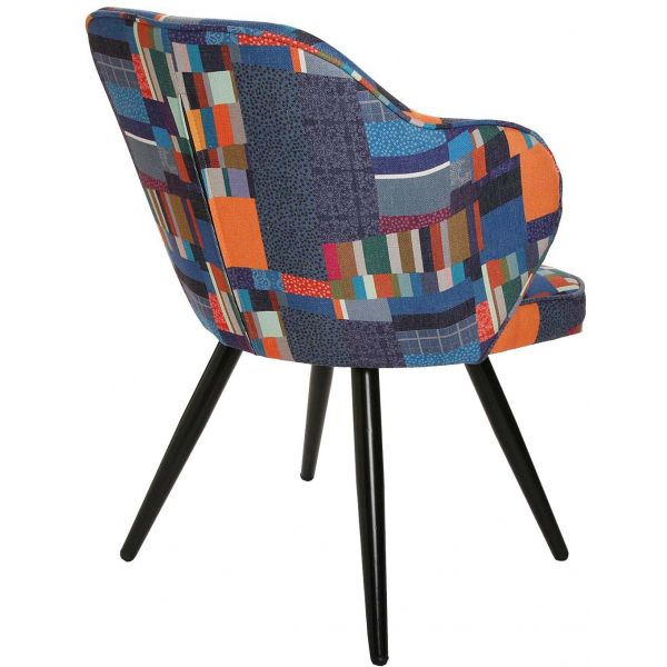 Chaise fauteuil avec accoudoirs en tissu multicolore etna