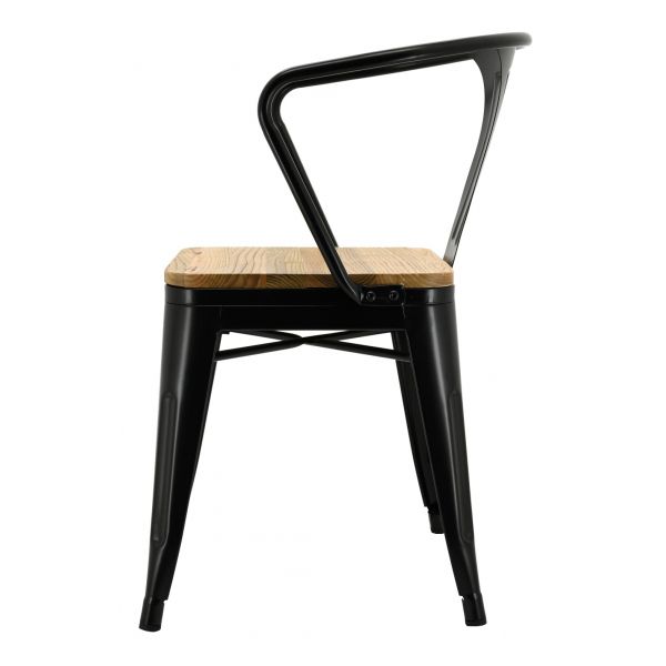 Chaise industrielle en métal et bois d'orme (Lot de 4) - AUB-4066