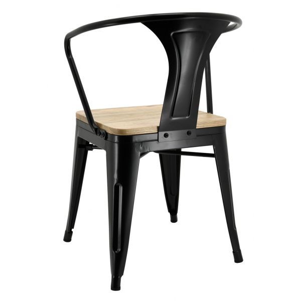 Chaise industrielle en métal et bois d'orme (Lot de 4) - 470