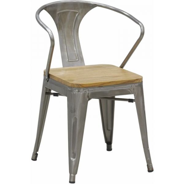 Chaise industrielle en métal et bois d'orme (Lot de 4) - AUBRY GASPARD