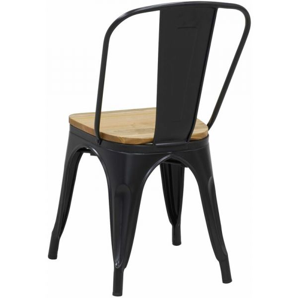 Chaise industrielle en métal et bois d'orme huilé (Lot de 4) - AUB-4523
