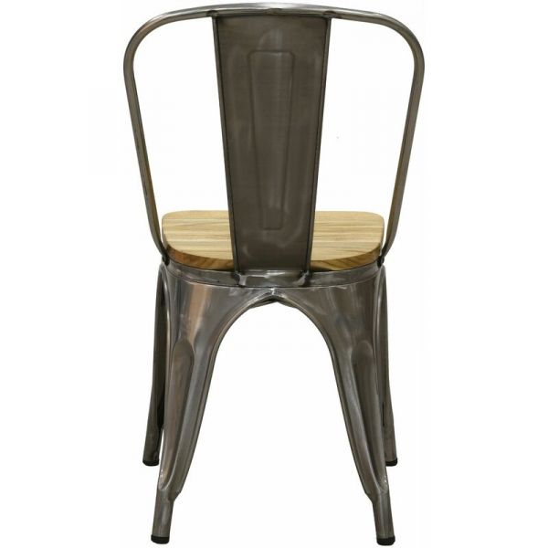 Chaise industrielle en métal et bois d'orme huilé (Lot de 4) - 520