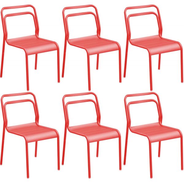 Chaise De Jardin Design Aluminium Eos Lot De 6 Corail