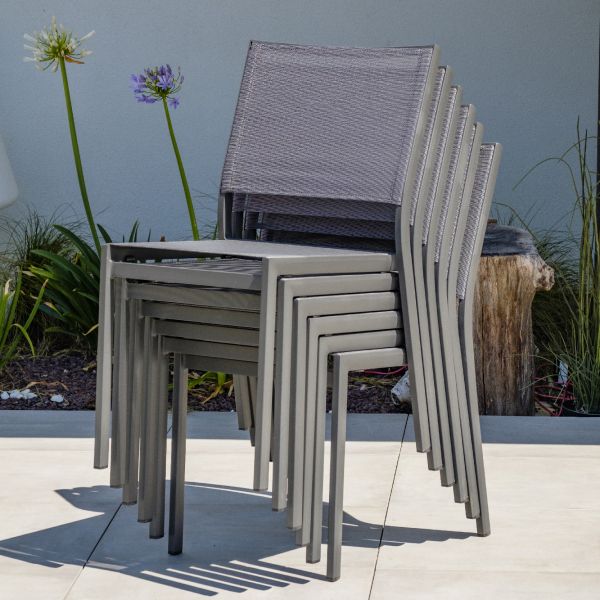 Chaise de jardin empilable en textilène et aluminium Stockholm (Lot de 2) - 199