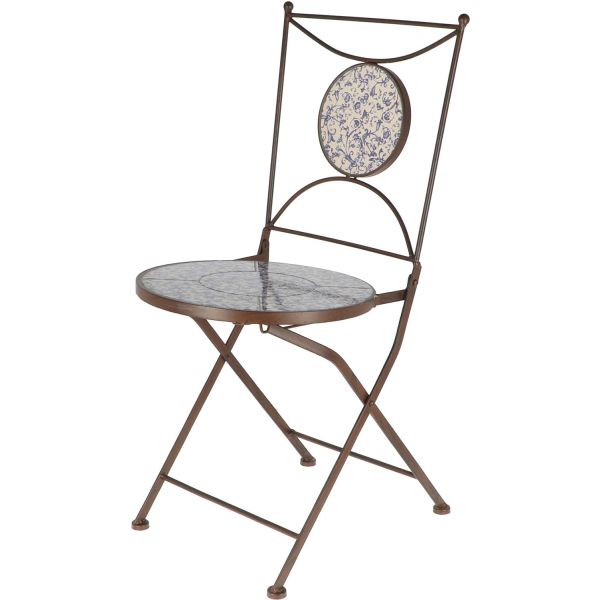 Chaise jardin fer forgé céramique - 6