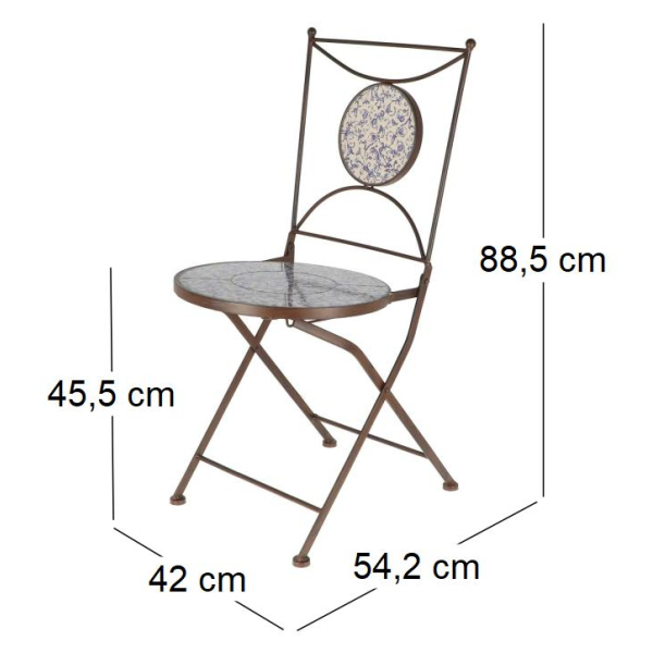 Chaise jardin fer forgé céramique - ESS-0997