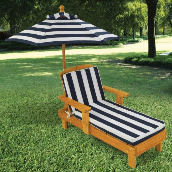 Chaise longue d'extérieur pour enfant avec parasol - KID-0329