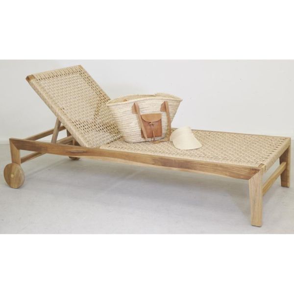 Chaise bain de soleil en teck et cannage synthétique BAIA - 6