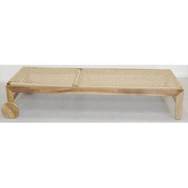 Chaise bain de soleil en teck et cannage synthétique BAIA - AUB-6490