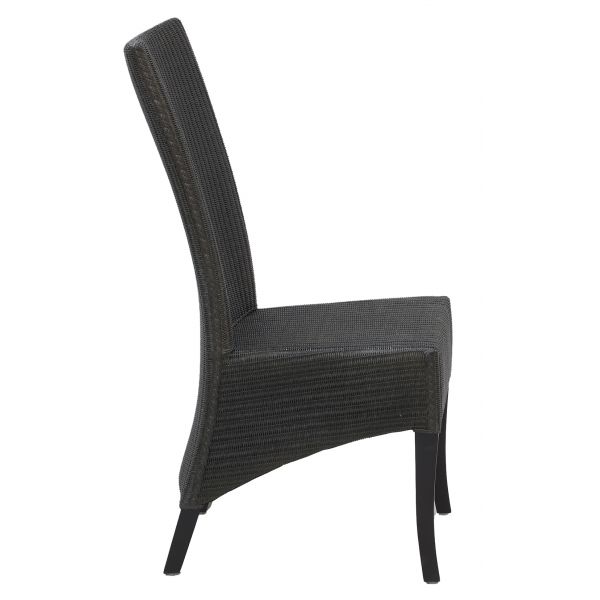 Chaise en loom noir et acajou Adlon - AUB-2178