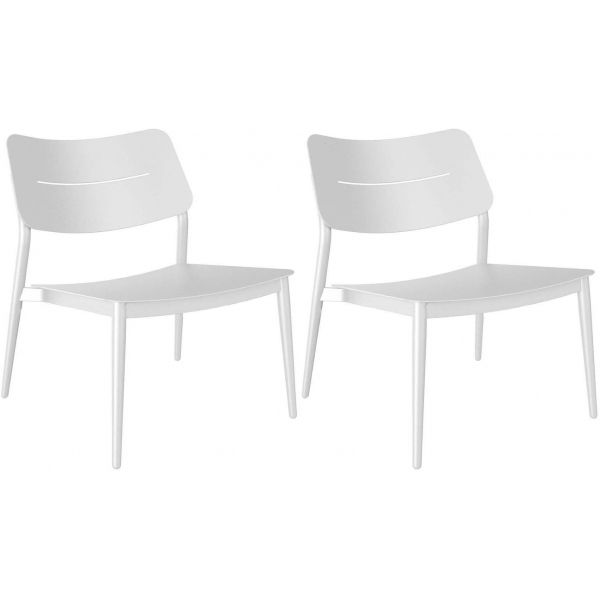 Chaise lounge jardin en aluminium chic (lot de 2) (blanc)