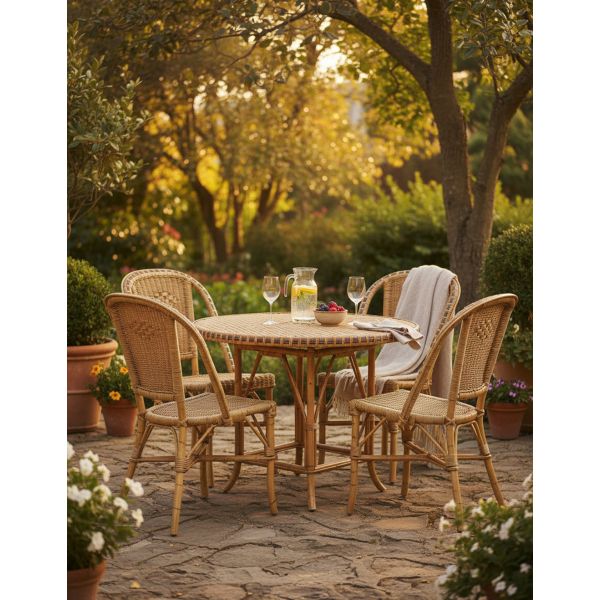 Chaise en manau et moelle de rotin - AUB-1075