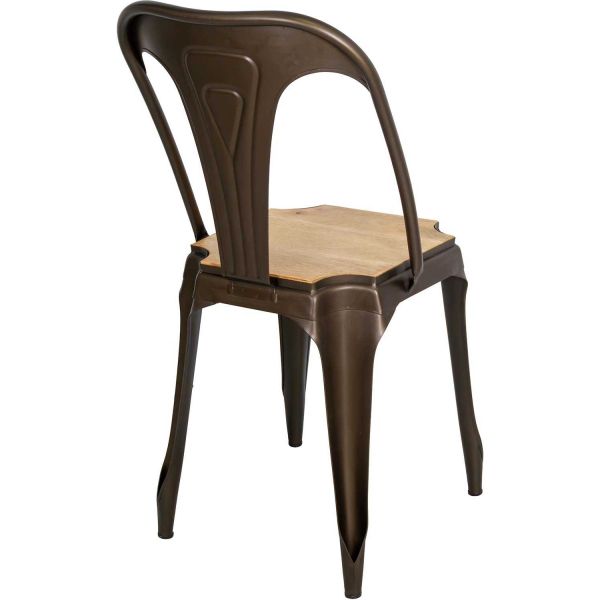 Chaise en métal assise en manguier Antique - ANTIC LINE CRéATIONS