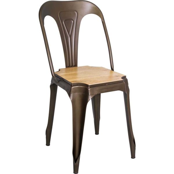 Chaise en métal assise en manguier Antique