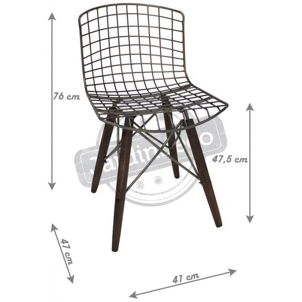Chaise en métal et bois assise grillagée - ANTIC LINE CRéATIONS
