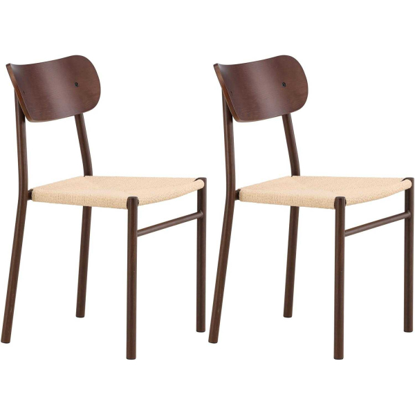Chaise en métal et contreplaqué Polly 88 x 42 x 55 cm (Lot de 2)