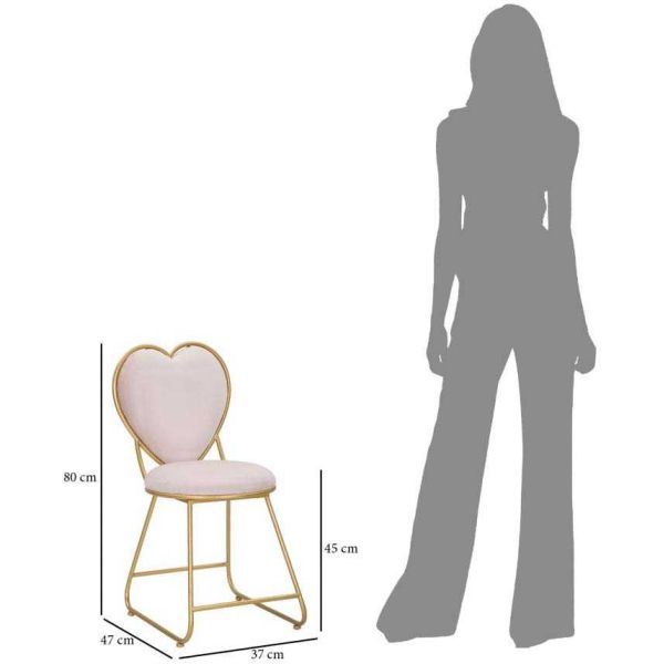 Chaise en métal doré et tissu Heart 37 x 47 x 80 cm - MAU-0425