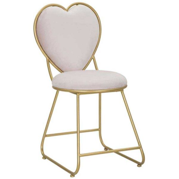 Chaise en métal doré et tissu Heart 37 x 47 x 80 cm