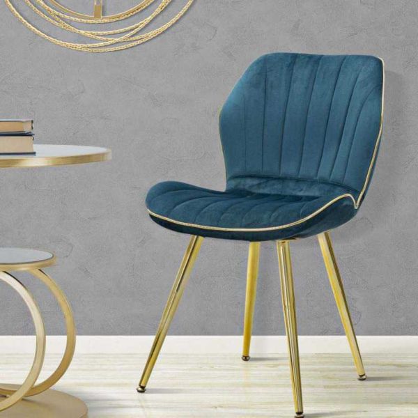 Chaise en métal doré et tissu Space (Lot de 2) - MAURO FERRETTI