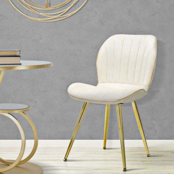 Chaise en métal doré et tissu Space (Lot de 2) - MAURO FERRETTI