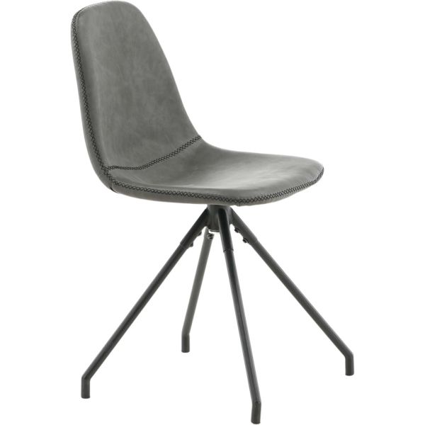 Chaise pivotant en acier et polyuréthane noir Polar (Lot de 2) - 5