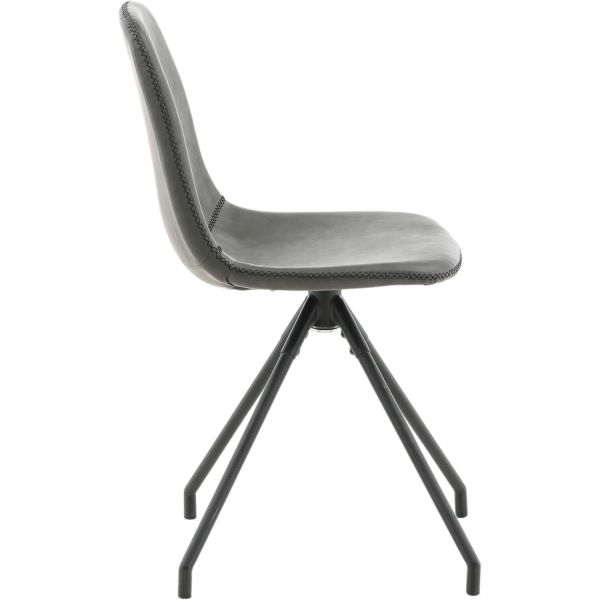 Chaise pivotant en acier et polyuréthane noir Polar (Lot de 2) - 6