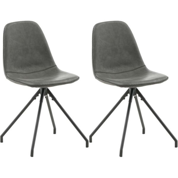 Chaise pivotant en acier et polyuréthane noir Polar (Lot de 2)