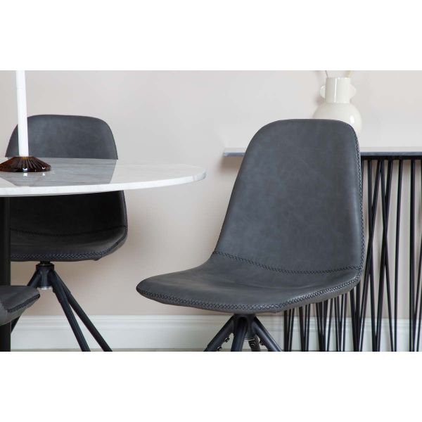 Chaise pivotant en acier et polyuréthane noir Polar (Lot de 2) - VENTURE HOME