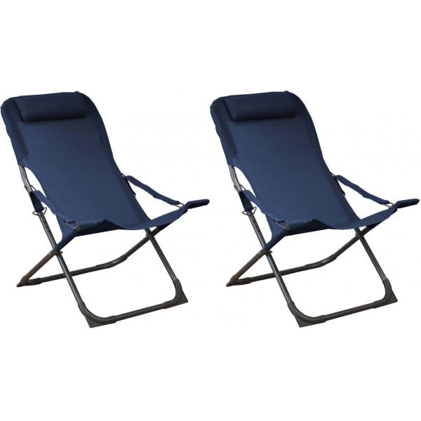 Chaise relax en acier et toile Easy (Lot de 2)