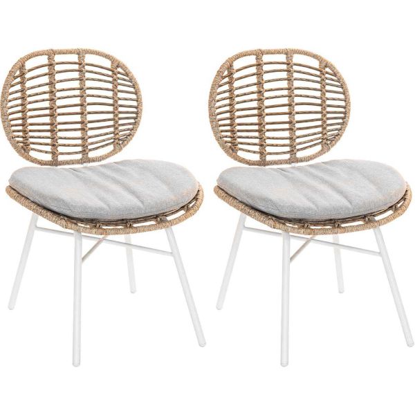 Chaise en résine tressée et acier Flores (Lot de 2)