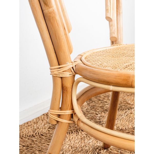 Chaise en rotin naturel et cannage - 5