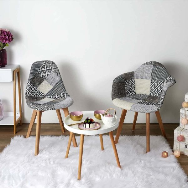 Chaise scandinave Patchwork (Lot de 2) Blanc The Home Deco Factory