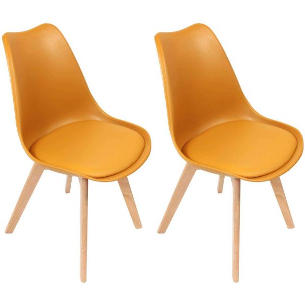 Chaise scandinave avec assise rembourrée (Lot de 2)