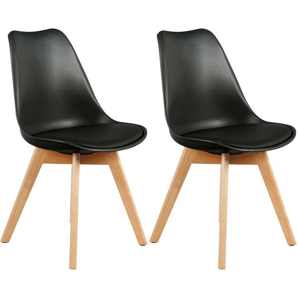 Chaise scandinave avec assise rembourrée (Lot de 2)