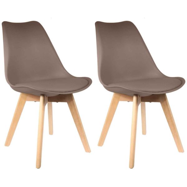 Chaise scandinave avec assise rembourrée (Lot de 2)