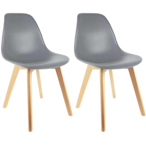 Chaise scandinave en hëtre et polypropylène (Lot de 2)