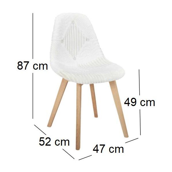 Chaise scandinave patchwork blanc - CMP-4732