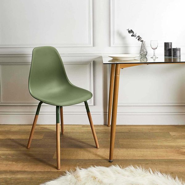 Chaise scandinave pieds métal et bois de hêtre Phenix (Lot de 2) - THE HOME DECO FACTORY