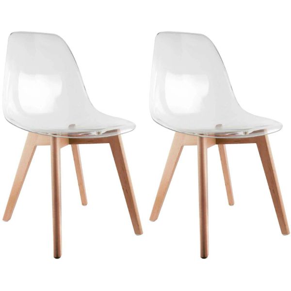 Chaise scandinave en plastique transparent (Lot de 2)