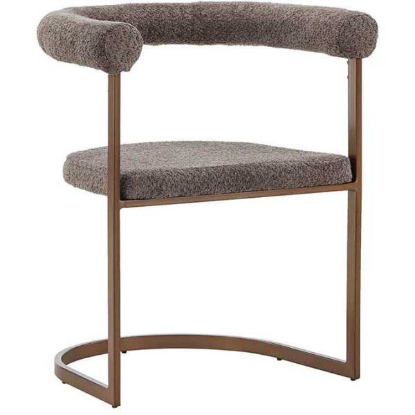 Chaise en tissu bouclette et acier marron Morning - VEN-0583