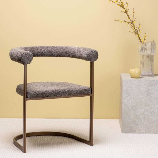 Chaise en tissu bouclette et acier marron Morning - Venture Home