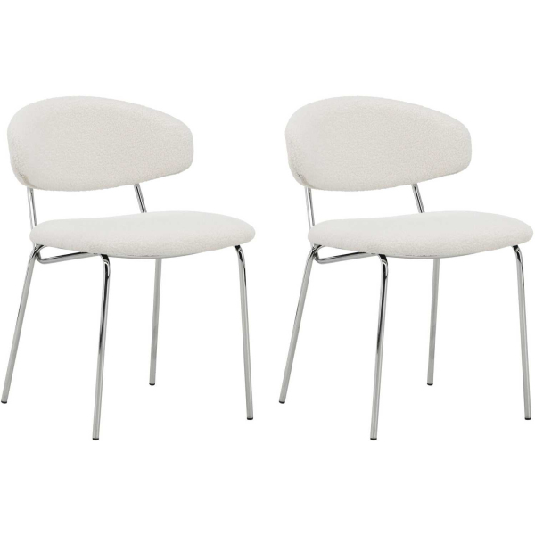 Chaise en tissu bouclette et métal Chico (Lot de 2)
