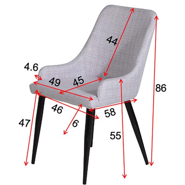 Chaise en tissu avec pieds en acier Plaza (Lot de 2) - VEN-0502