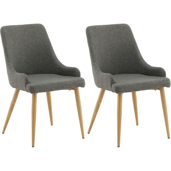Chaise en tissu avec pieds en acier Plaza (Lot de 2)