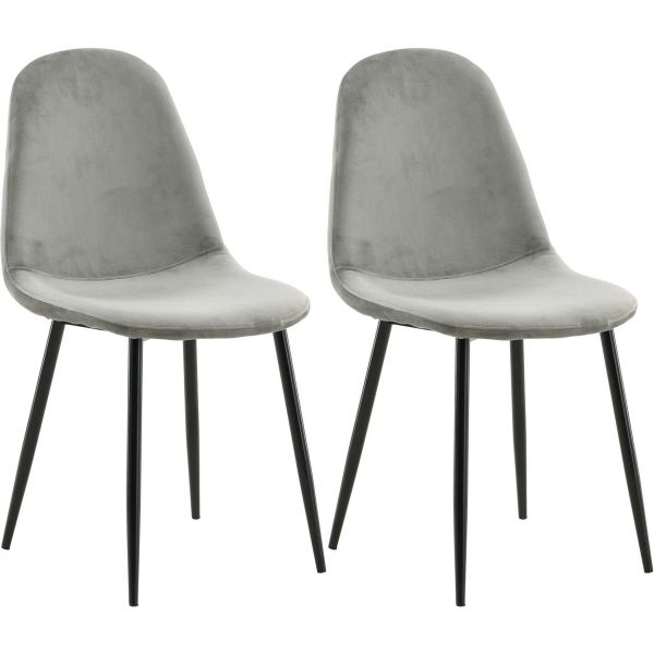 Chaise en tissu avec pieds en acier Polar (Lot de 2)